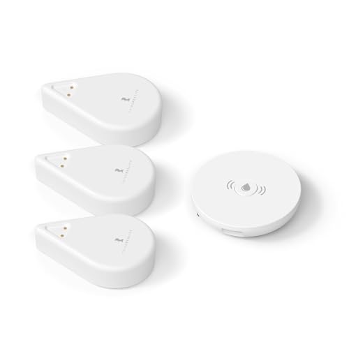 THIRDREALITY Smart Water Leak Sensor KM1, Matter Over WiFi, 1 KM1-controller with 100dB Alarm & 3 Water Detectors, 3-Year Battery Life, No Batteries, Work with Apple Home, Alexa, Home Assistant, Homey