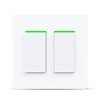 Smart Light Switch 2 Gang WiFi Smart Light Double Switch Compatible with Alexa, Google Assistant,Wireless Control, 2.4G WiFi Smart Light Switch, Single-Pole, Neutral Wire Required