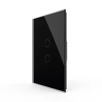 LIVOLO Modern Electrical Light Switch Tempered Glass Panel Single Pole Wall Touch Light Switch with Led Indicator,No Neutral Wire,2 Circles 1 Way (Black)