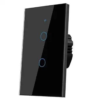 2.4GHz WiFi Smart Wall Touch Light Switch (Glass Panel, Alexa Multi-Control Compatible, Compatible with Multiple Platforms) (2 Gang)