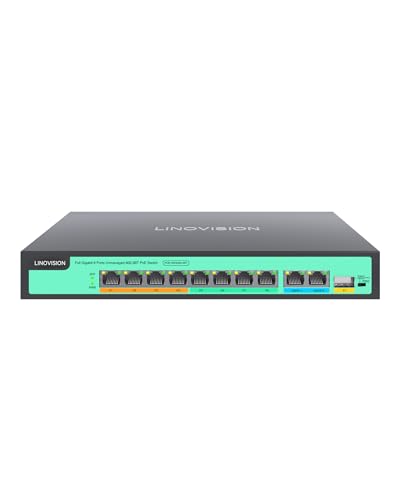 LINOVISION 8 Port Gigabit PoE++ Switch, 4 BT 90W + 4 AT 30W, 120W Total