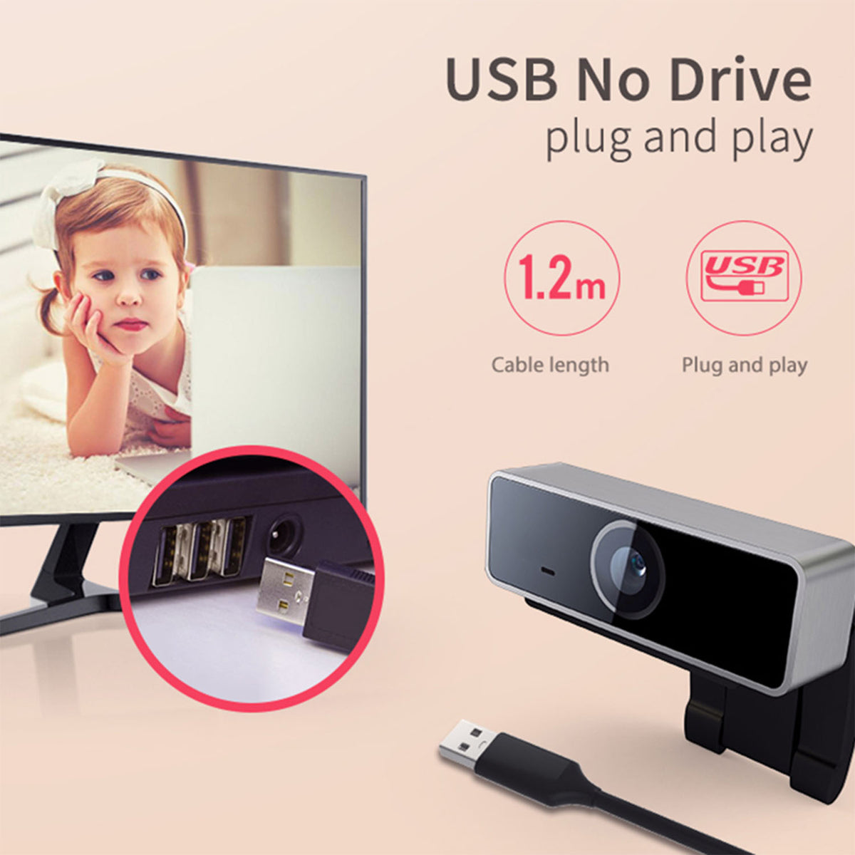 FHD 1080P Webcam with Autofocus, Built-in Microphone & Rotatable Clip - Image 2