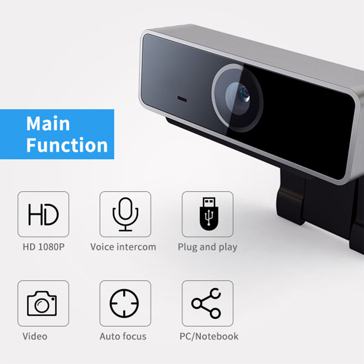 FHD 1080P Webcam with Autofocus, Built-in Microphone & Rotatable Clip - Image 5