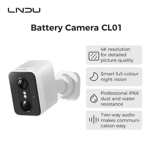 LNDU CL01 4K Wireless Security Camera 143 Degree Wide Angle Infrared Night Vision Human Body Sensing Dual Identification Detection