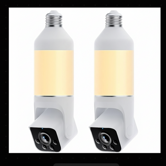 2K HD Outdoor Light Bulb Security Camera 2-Pack with 360 View Night Vision and Motion Detection