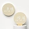 mooas Wood Moon Cordless Mini Digital LED Wall Clock, Date, Temperature