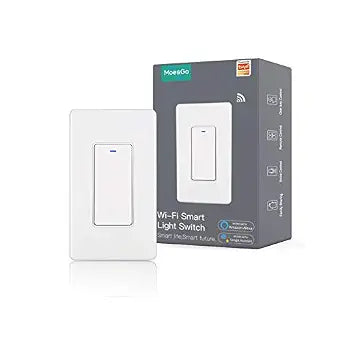 MoesGo Smart Push Button Light Switch, WiFi Multi-Control, White 1 Gang