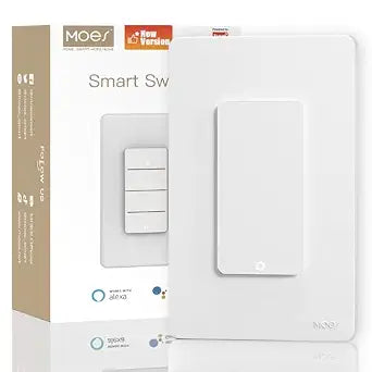MOES WiFi Smart Light Switch 1 Gang, Neutral Required, White