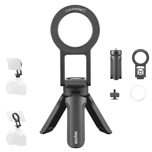 GODOX Magnetic Phone Stand Foldable Dual-Side Mount Tripod Holder with N52 Magnet Portable Multi-Position Design for 12-17 MA5R Light Camera Accessories