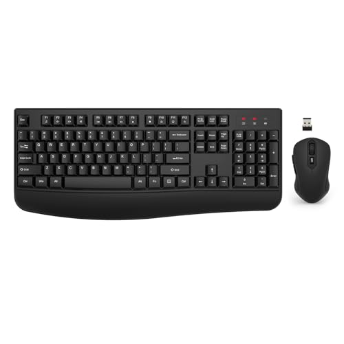Wireless Keyboard and Mouse Combo, EDJO 2.4G Full-Sized Ergonomic Computer Keyboard with Wrist Rest and 3 Level DPI Adjustable Wireless Mouse for Windows, Mac OS Desktop/Laptop/PC - Image 2