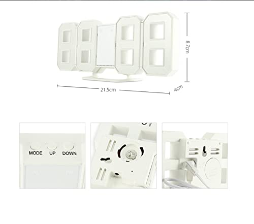 3D LED Table Clock Modern Wall Clock Digital Watches 12/24 Hours Display Clock Mechanism Alarm Snooze Desk Alarm Clock (Color : C)