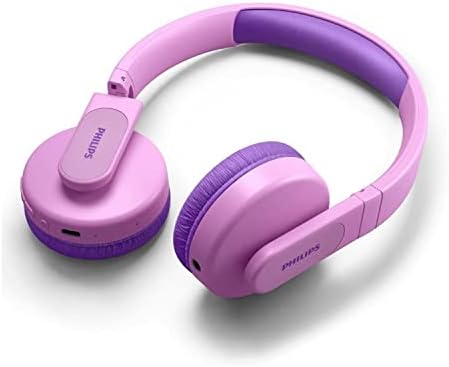 PHILIPS K4206 Kids Wireless On-Ear Headphones, Bluetooth + Cable Connection, 85dB Limit for Safer Hearing, Built-in Mic, 28 Hours Play time, Parental Controls via Headphones, pink