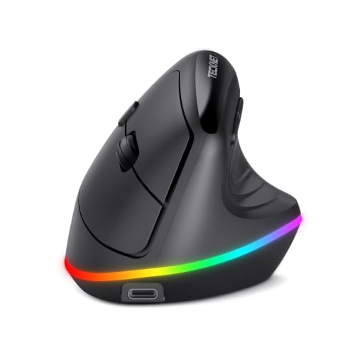 TECKNET RGB Bluetooth Ergonomic Mouse Rechargeable Wireless Multi-Device