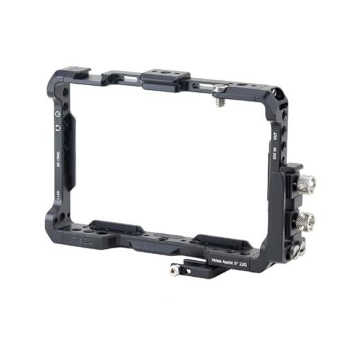 Monitor Cage for Blackmagic Video Assist 5" 12G / 3G, Nitze Cage with HDMI and USB-C Cable Clamps
