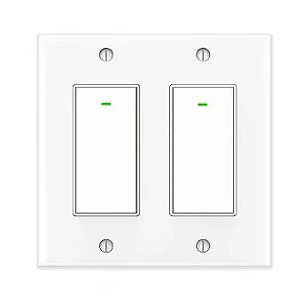Smart Light Switch, 15A Smart Wifi Light Switch with Remote Control and Timer, Compatible with Alexa, Google home and IFTTT, No Hub required, Easy and Safe installation, ETL and FCC listed(2gang)