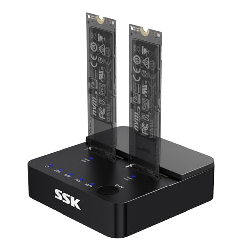 SSK NVMe & SATA SSD Cloner M.2 Duplicator Dual Bay Dock SSD to USB Adapter