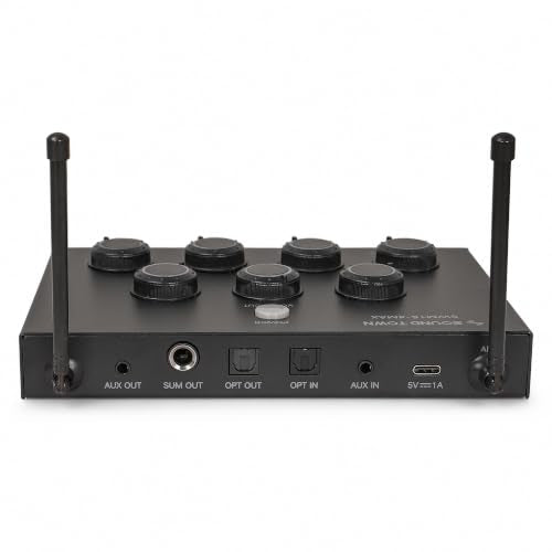 Sound Town 32-Channel Wireless Microphone Karaoke Mixer with 4 Rechargeable Metal Mics, Optical (Toslink), AUX for Smart TVs, Soundbars & Home Receivers, Tablet, PC (SWM15-4MAX)