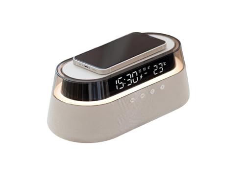 Smart Station | 6-in-1 Wireless Charging Station | Clock | Bluetooth Speaker | Lamp | Radio | Wireless Charger for iPhone Samsung Android Phone | US Plug | Birthday Gift for Men Women Mum Dad
