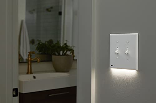 Single - SnapPower SwitchLight [for Double-Gang Light Switches] - Light Switch Wall Plate With Built-In LED Night Lights - Bright/Dim/Off Options - Auto On/Off Sensor - (Rocker, White)