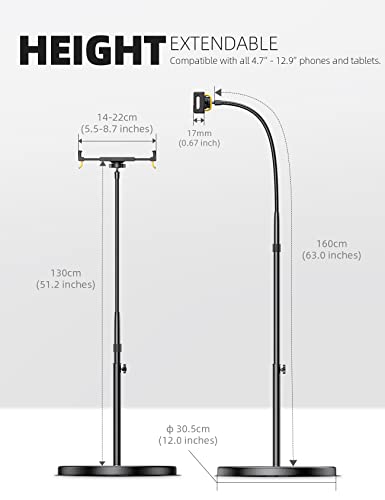 Lamicall Tablet Floor Stand Holder - Bed Gooseneck Mount for 4.7-13" iPad