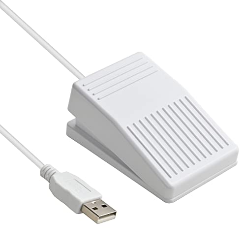 iKKEGOL Upgraded USB Foot Pedal Switch Optical Full Quiet No Tactile Feel Sound Quick-Tap Programmable PC Gaming Footpedal Single Control Map Mouse Keyboard for Push to Talk, Transcription HID