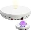 JAYEGT Motorized Rotating Display Stand with LED Light , 10 inch /55lbs Load, 360° Electronic Turntable Display Stand for Photography Products Shows, Jewelry, Watch (White / White Light / Wired)