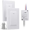 Wireless Remote Light Switch Kit, 2 Switches + 1 Receiver, Battery-Free Wireless Wall Switch, No New in-Wall Wiring, No Wi-Fi, for Stairs, Hallway, Bedroom