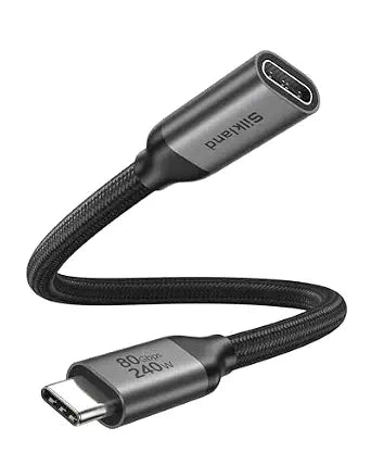 Silkland 80Gbps USB4 USB C Extension Cable 240W for Thunderbolt 5/4, 1.6FT