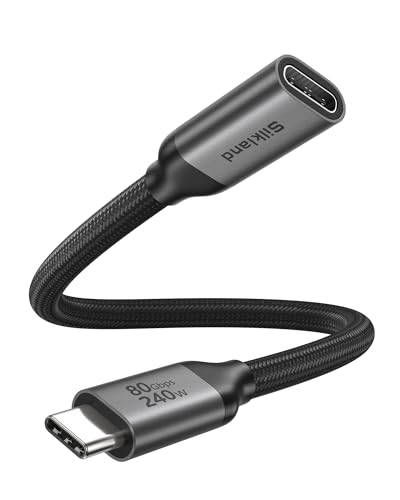 Silkland 80Gbps USB4 USB C Extension Cable 240W for Thunderbolt 5/4, 1.6FT