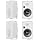 STUDIOFINIX 6.5 Inch Max 800W Outdoor Bluetooth Speakers Waterproof Wired with Multifunctional Amplifier Wall Mount Outdoor Speaker System for Patio Garden Poolside Home(4 Speakers,White)