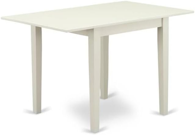 East West Furniture 1NDAB3-LWH-02 3 Piece Kitchen Table Set Contains a Rectangle Dining Room Table with Dropleaf and 2 Light Beige Linen Fabric Parson Dining Chairs, 30x48 Inch, Linen White