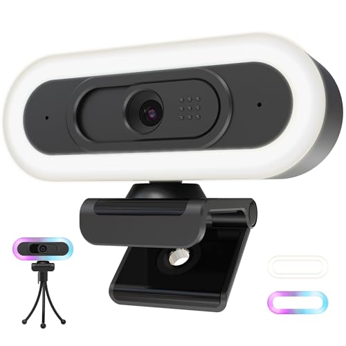saylas 2K Webcam with Lights, HD Webcam for PC, 2K@60FPS Web cam with Microphone, 65° FOV, Autofocus, Noise Cancellation, Privacy Cover, Web Camera for Computer/Laptop, USB Streaming Computer Camera