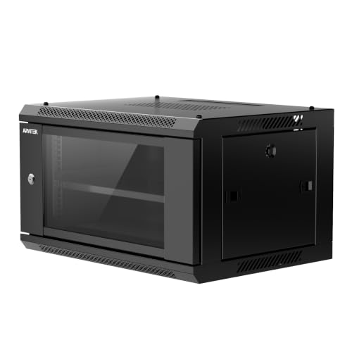 6U Wall Mount Server Rack Enclosure with Locking Glass Door, Removable Side Panels, 17.7inch Depth, Network Cabinet for 19" IT Equipment, A/V Devices, 200 lbs Max. Ground-Mounted Load Capacity