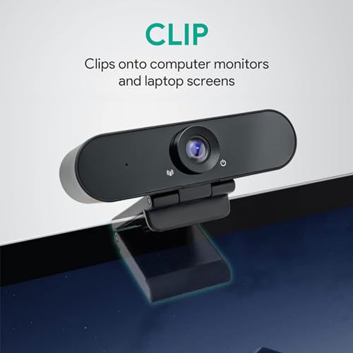 1080p Webcam with Dual Stereo Microphones & Privacy Cover, Full HD USB Desktop Web Computer Camera with Auto Light Correction for Video Conferences, Compatible with Windows & Mac, PC & Laptop