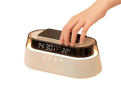 Smart Station | 6-in-1 Wireless Charging Station | Clock | Bluetooth Speaker | Lamp | Radio | Wireless Charger for iPhone Samsung Android Phone | US Plug | Birthday Gift for Men Women Mum Dad