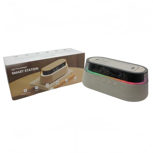 Smart Station | 6-in-1 Wireless Charging Station | Clock | Bluetooth Speaker | Lamp | Radio | Wireless Charger for iPhone Samsung Android Phone | US Plug | Birthday Gift for Men Women Mum Dad