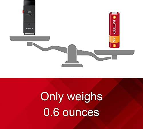 BUFFALO External SSD 1TB - Up to 600MB/s - USB-C - USB-A - USB 3.2 Gen 2 (Compatible with PS4 / PS5 / Windows/Mac) - External Solid State Drive Stick - ‎‎SSD-PUT1.0U3B