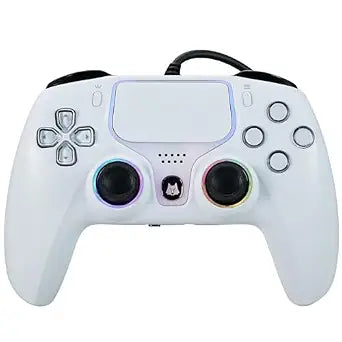 NBCP Wired Controller for PS5 - Gaming Controller for PlayStation 5, PS4, PC/Steam, Turbo & Linear Hall-effect Trigger, Dual Vibration, 3.5mm Audio Jack - White