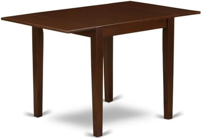 East West Furniture 1NDAB3-MAH-18 3 Piece Kitchen Table Set Contains a Rectangle Dining Room Table with Dropleaf and 2 Coffee Linen Fabric Parson Dining Chairs, 30x48 Inch, Mahogany