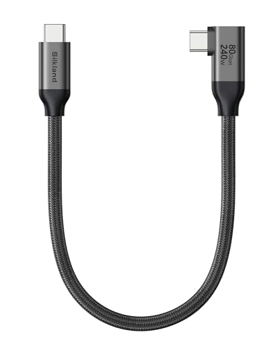 Silkland 80Gbps Right Angle USB 4 Cable for Thunderbolt 5 Cable 240W 1FT