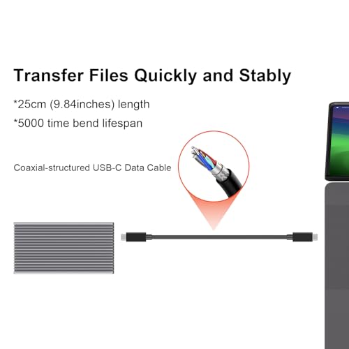 Qwiizlab Fanless 40Gbps USB4 SSD Enclosure with Aluminum Chasiss, Compatible with Thunderbolt 5/4/3. Supports PCIe M.2 NVMe up to 8TB, Gray (SSD Not Included)