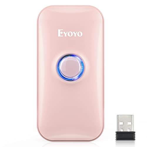 Eyoyo Portable Mini 1D Bluetooth Barcode Scanner Wireless, Pink