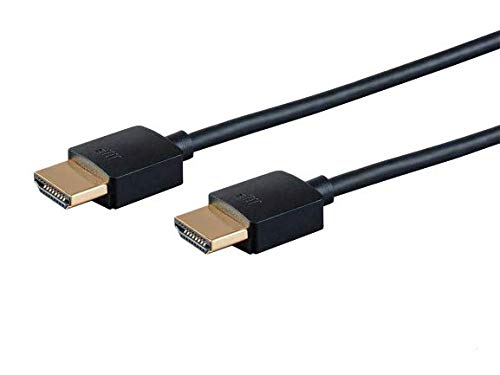 Monoprice High Speed HDMI Cable - Certified Premium, 4K@60Hz, HDR, 18Gbps, 36AWG, YUV, 4:4:4, 1 Feet, Black - Ultra Slim Series