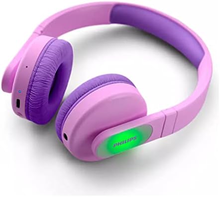 PHILIPS K4206 Kids Wireless On-Ear Headphones, Bluetooth + Cable Connection, 85dB Limit for Safer Hearing, Built-in Mic, 28 Hours Play time, Parental Controls via Headphones, pink
