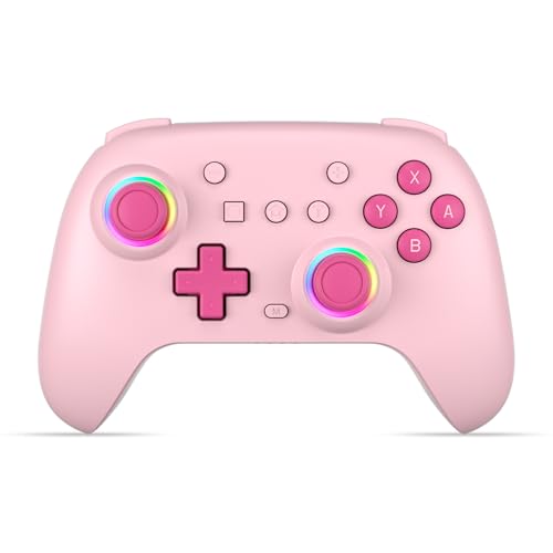 SIMGAL Pink Wireless Controller for Switch Joy-Con/PC, Breathing LED