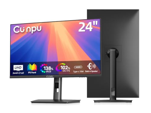 CUNPU 24" 4K UHD USB-C Pro Vertical Monitor 100% DCI-P3 for Laptop & Mac