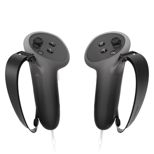 HZLucki Upgraded Controller Grips Compatible with Meta Quest 3S/Quest 3 Accessories, Extended Gradient Silicone Controller Strap, Widened Adjustable Knuckle Straps Fits Most Hands (Black)