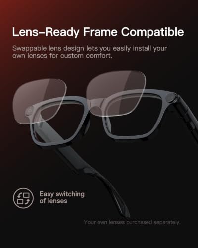 AI Smart Glasses with Camera, 4K POV Recording, Transparent Lens