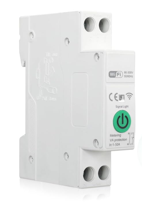 1–50A Smart WiFi Switch Din Rail, Adjustable DIY 1P+N Circuit Breaker