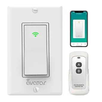 Smart Light Switch with Bluetooth Remote, Single Pole One-Way WiFi Wall Switch, Smart Life App & Voice Control, Compatible with Alexa & Google Assistant, Neutral Wire Required, No Hub Needed